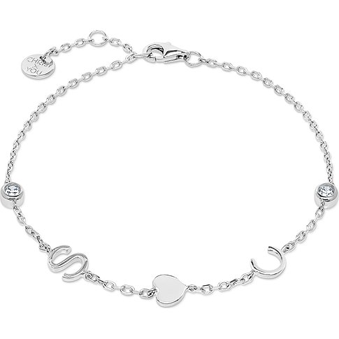 CHRIST X YOU Armband aus konfiguriertem Material mit Buchstabenanhängern und Zirkonia.