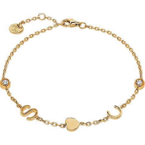 CHRIST X YOU Armband aus konfiguriertem Material mit Buchstaben und Herz.