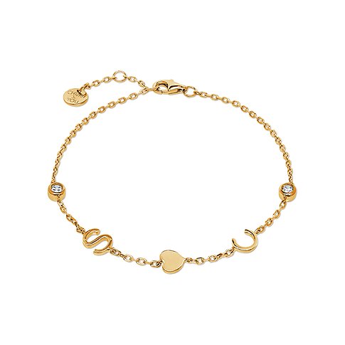 CHRIST X YOU Armband aus konfiguriertem Material mit Buchstaben und Herz.