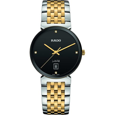 Rado Unisexuhr mit Edelstahlgehäuse, bicolor, analog, mit Diamanten.