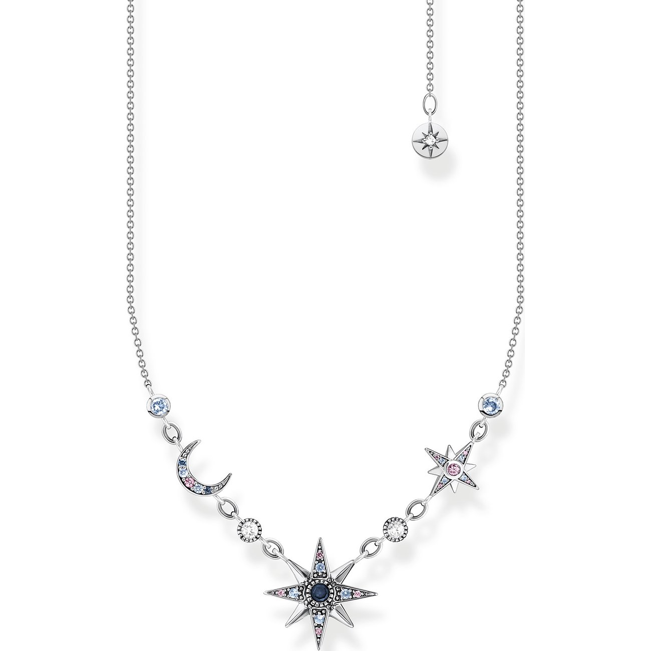 THOMAS SABO Collana Croce Donna Con Pietre Colorate - Argento Sterling 925 - Lunghezza 45 Cm - KE2166-477-7-L45V