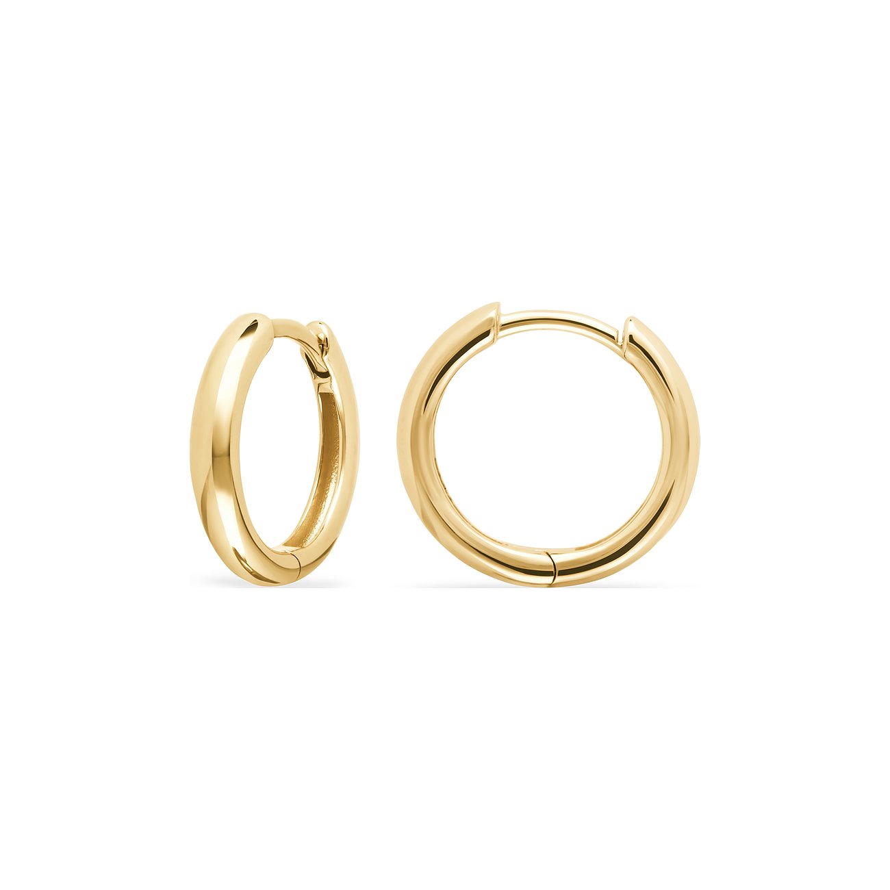 FAVS 585er Gelbgold Ohrschmuck, ein Paar glänzender, runder Creolen.