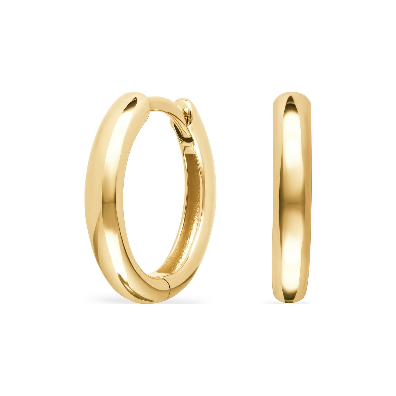 FAVS Ohrschmuck aus glänzendem 585er Gelbgold, bestehend aus zwei runden, schlichten Creolen.