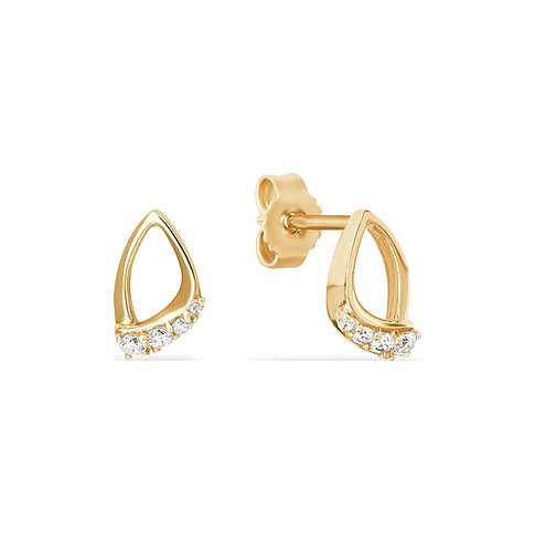 FAVS Ohrstecker aus 585er Gelbgold, tropfenförmig, besetzt mit funkelnden Zirkonia-Farbsteinen.