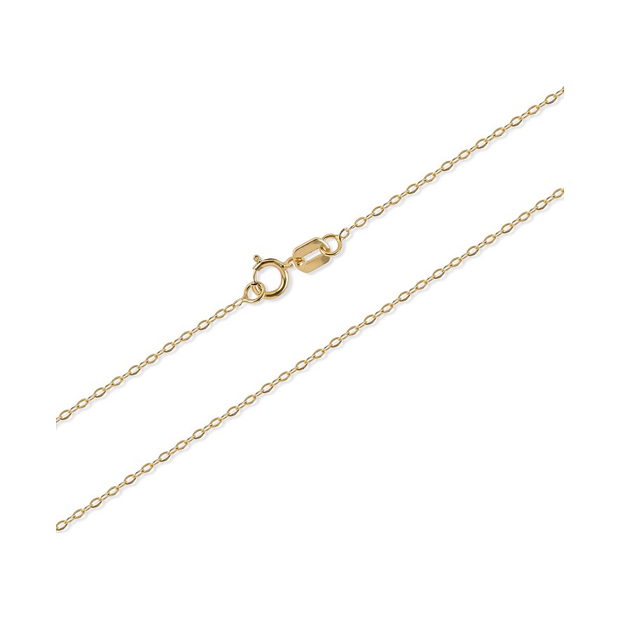 FAVS 375 Gelbgoldkette mit Federringverschluss leicht gebogen auf hellgrauem Hintergrund