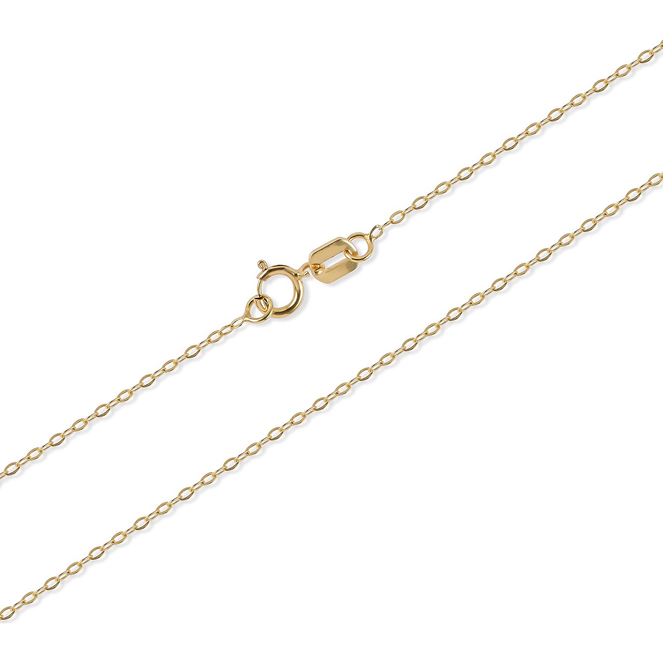 FAVS 375 Gelbgoldkette mit Federringverschluss leicht gebogen auf hellgrauem Hintergrund