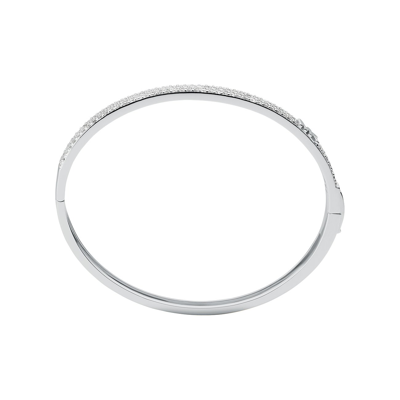 Michael Kors Armreif aus 925er Silber, doppelreihiger Zirkonia-Steinbesatz, oval, schlicht, glänzend und elegant.