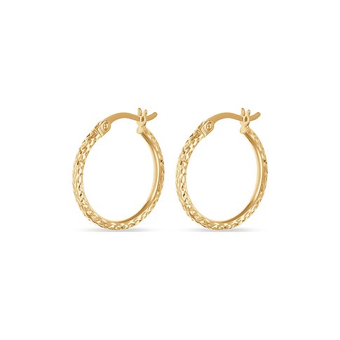 FAVS øreringe af 375 gult guld med facetteret snit.