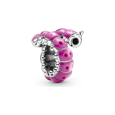 Pandora Anhänger aus 925er Silber mit pinker Emaille und Kristallen.