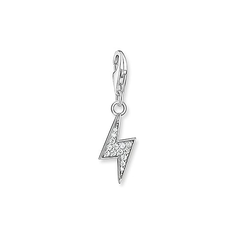 Thomas Sabo Anhängerschmuck aus 925er Silber in Form eines Blitzes, besetzt mit Zirkonia-Farbsteinen.