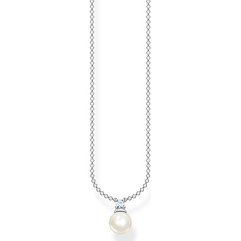 Thomas Sabo Damen Halskette Perle silber 925 Sterlingsilber 38-45 cm Länge