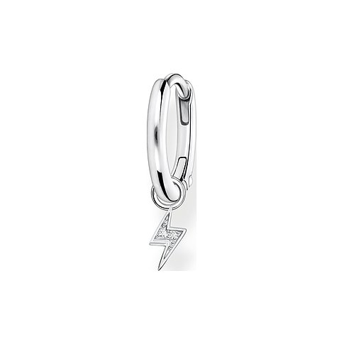 Thomas Sabo Ohrschmuck aus 925er Silber. Ein Ohrring mit Blitz-Charm, besetzt mit funkelnden Zirkonia-Farbsteinen.