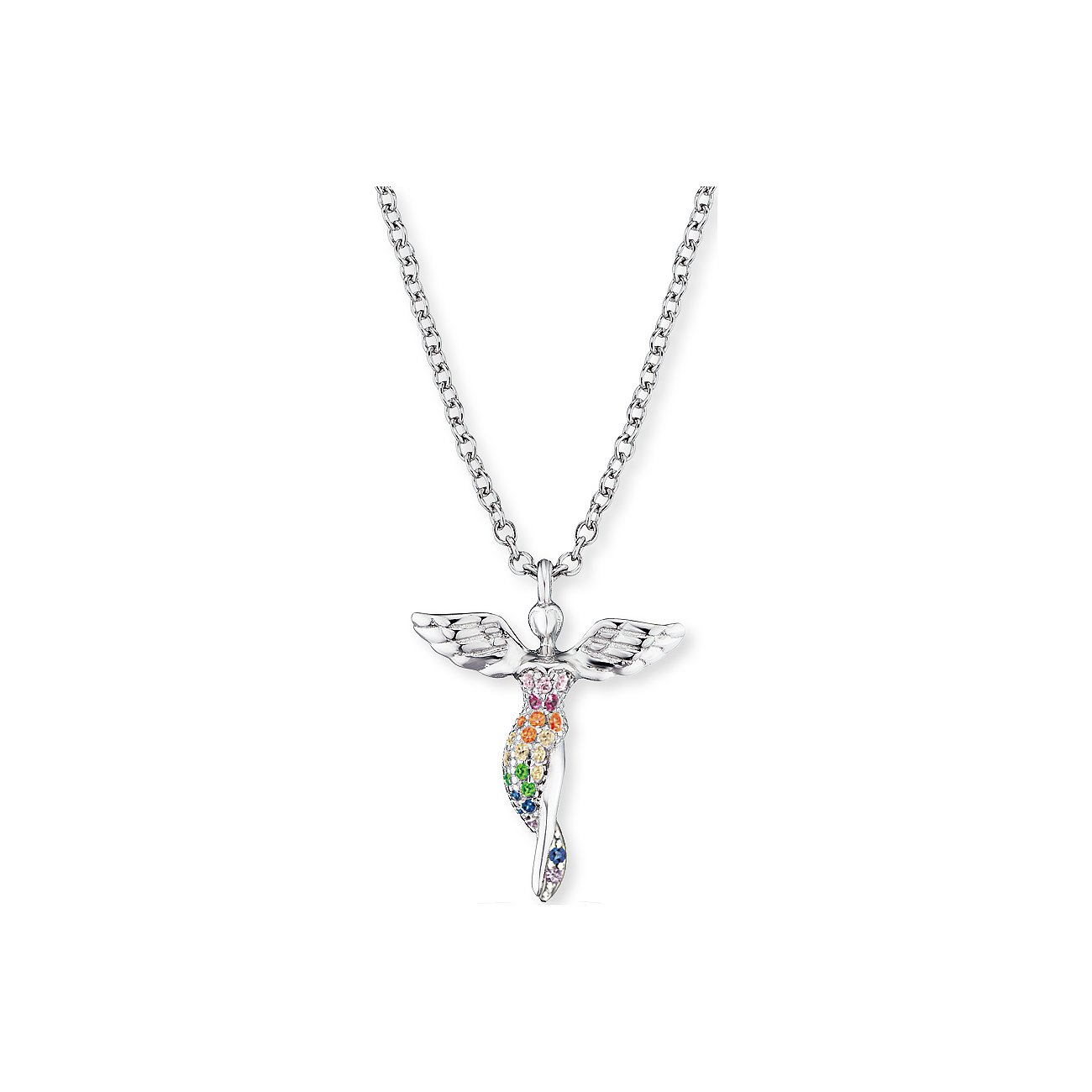 Engelsrufer Damen-Kette aus 925 Silber mit bunten Zirkonia.