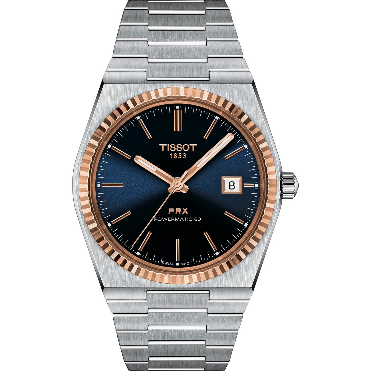 Tissot Herrenuhr PRX Powermatic 80 Stahl \u0026 18K Goldlünette T9314074104100