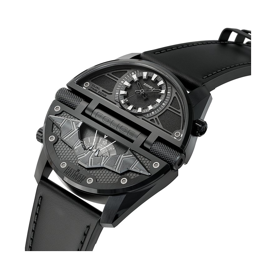 Police Orologio Uomo Analogico Al Quarzo PEWJA2207801: Cassa Acciaio 44mm, Cinturino Pelle Nera, Quadrante Argento, Impermeabile 5 ATM