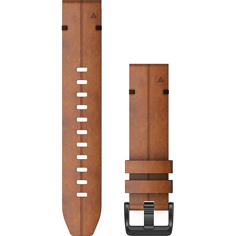 Garmin Leder-Uhrenarmband in Braun mit schwarzer Dornschließe.