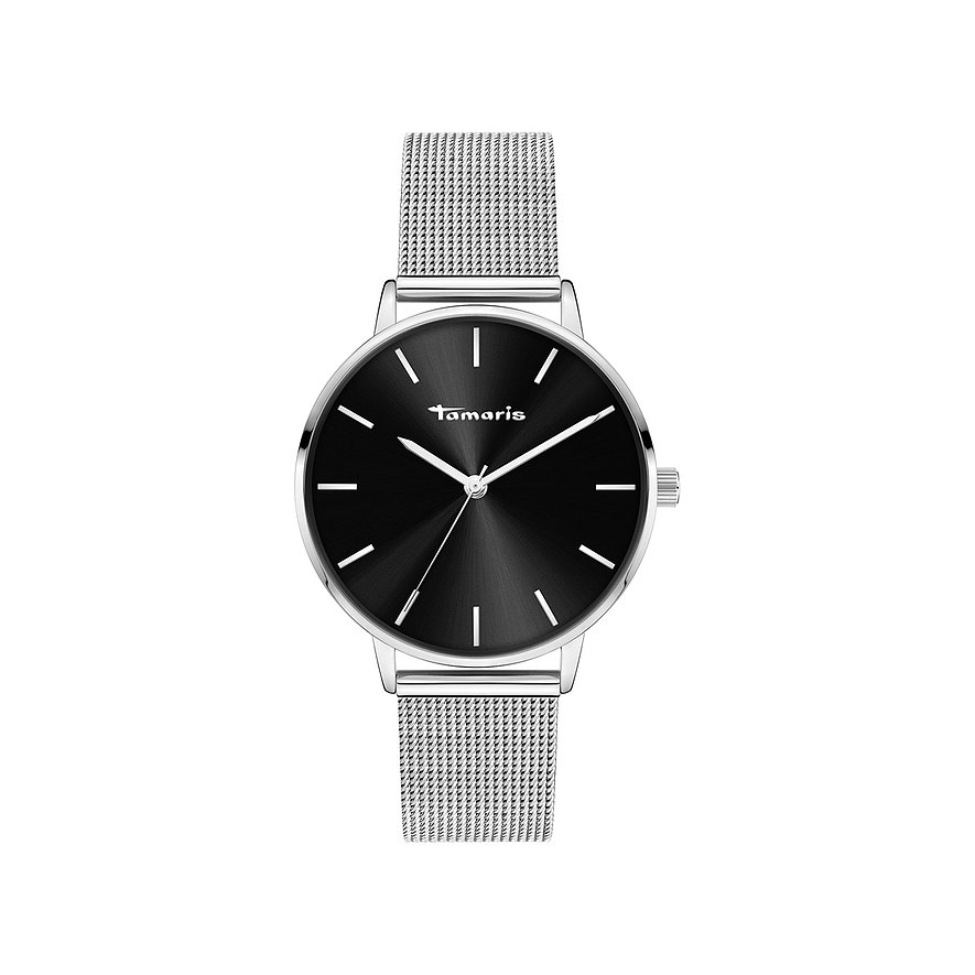 Tamaris Orologio Donna TT-0059-MQ – Quarzo, Cassa Rotonda 36 Mm, Cinturino Milanese In Acciaio Inossidabile, Quadrante Nero, Impermeabile 3 ATM, Regalo In Confezione Originale