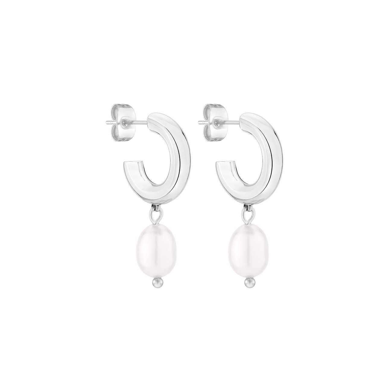 Boucles D'oreilles Créoles Tamaris Avec Pendentif Arbre De Vie - Acier Inoxydable Poli, 2 Cm, Fermoir à Clip