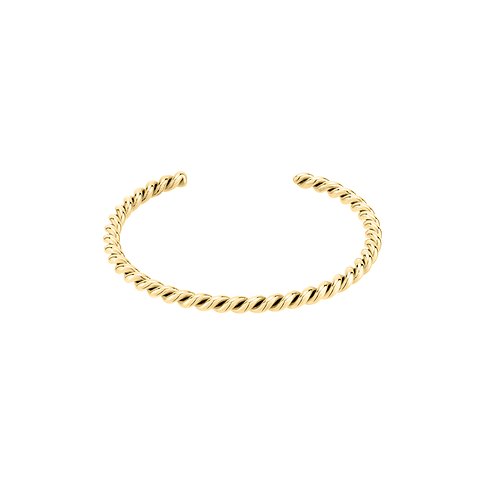 Tamaris armband i guldfärgat rostfritt stål med tvinnad design, framifrån.