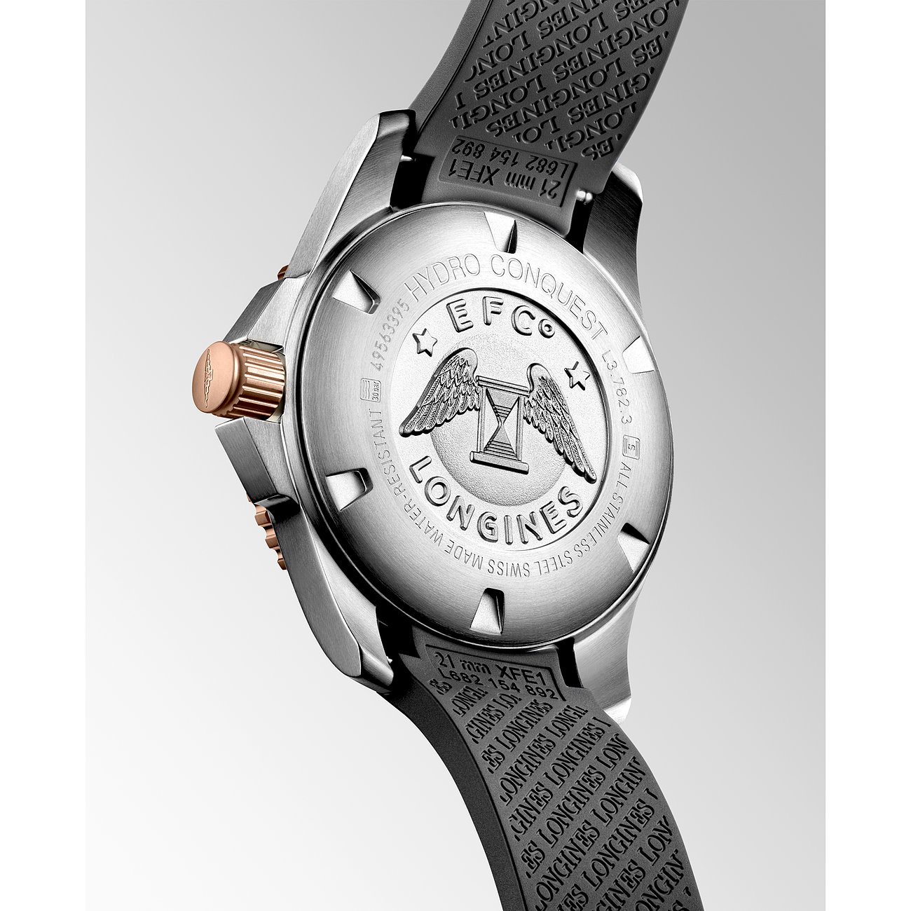 Longines Herrenuhr mit Edelstahlgehäuse und Keramiklünette, analog.