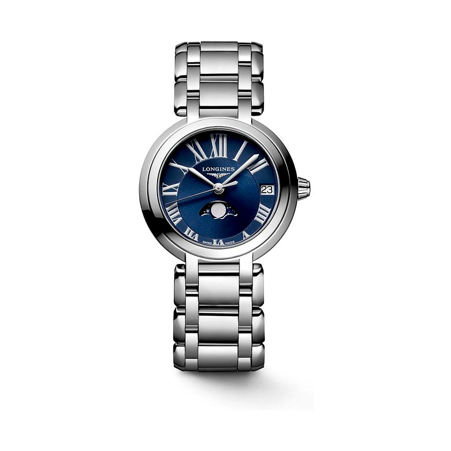 Longines Damenuhr Longines PrimaLuna L81154916, Damen, Edelstahl, Armband: Edelstahl, Quarz