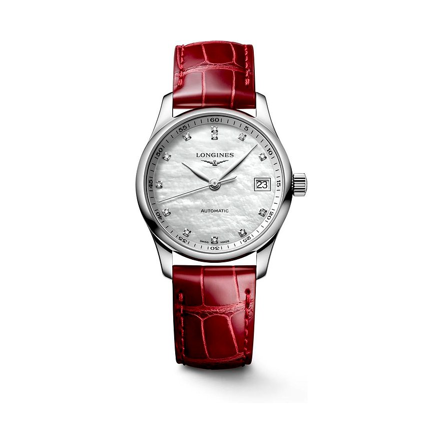 Longines Damenuhr Longines Master Collection L23574872, Damen, Edelstahl, Armband: Alligator, Automatik