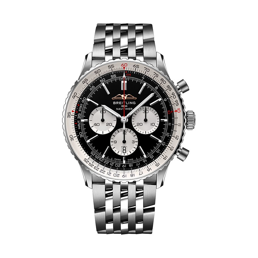 Breitling Chronograph Navitimer Chrono B01 AB0137211B1A1, Herren, Edelstahl, Armband: Edelstahl, Automatik, analog