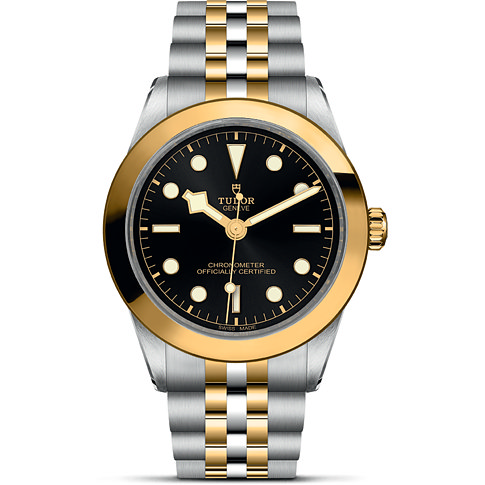 Tudor Unisexuhr mit Edelstahlgehäuse und Gelbgoldlünette, bicolor.
