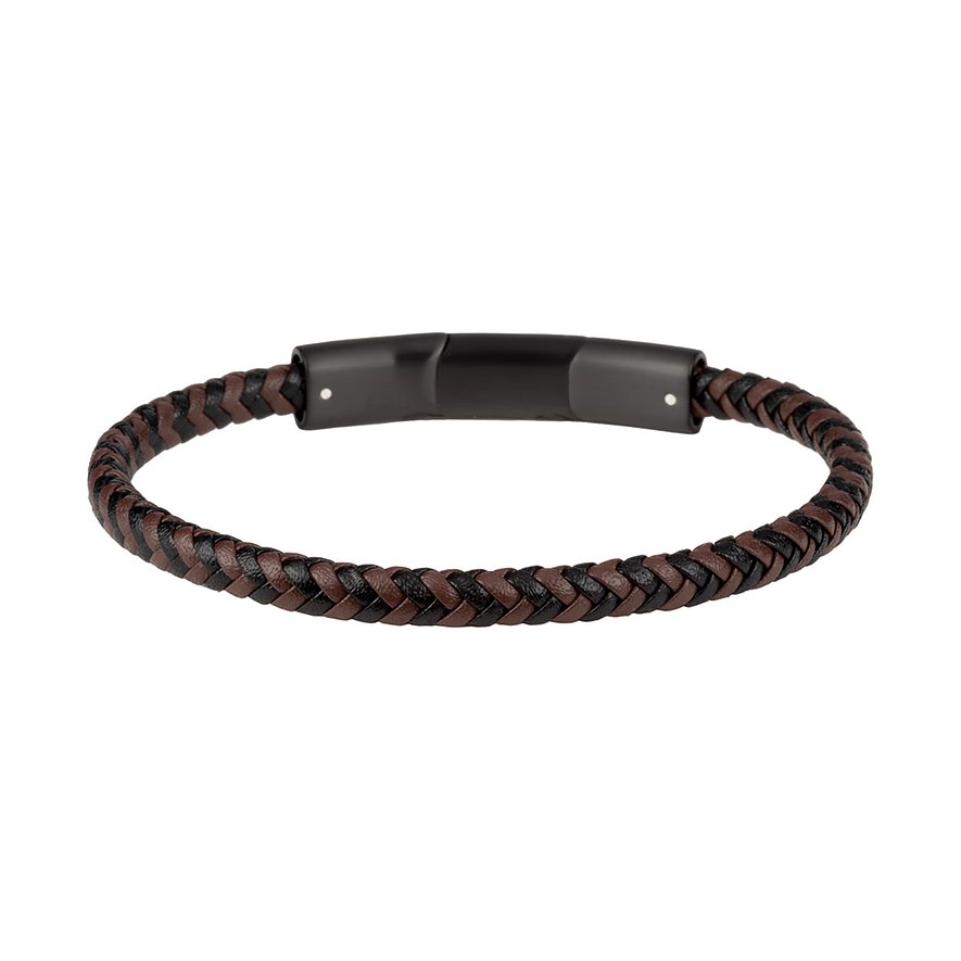 

Jacques Lemans Armband S-B110A Leer, Edelstaal