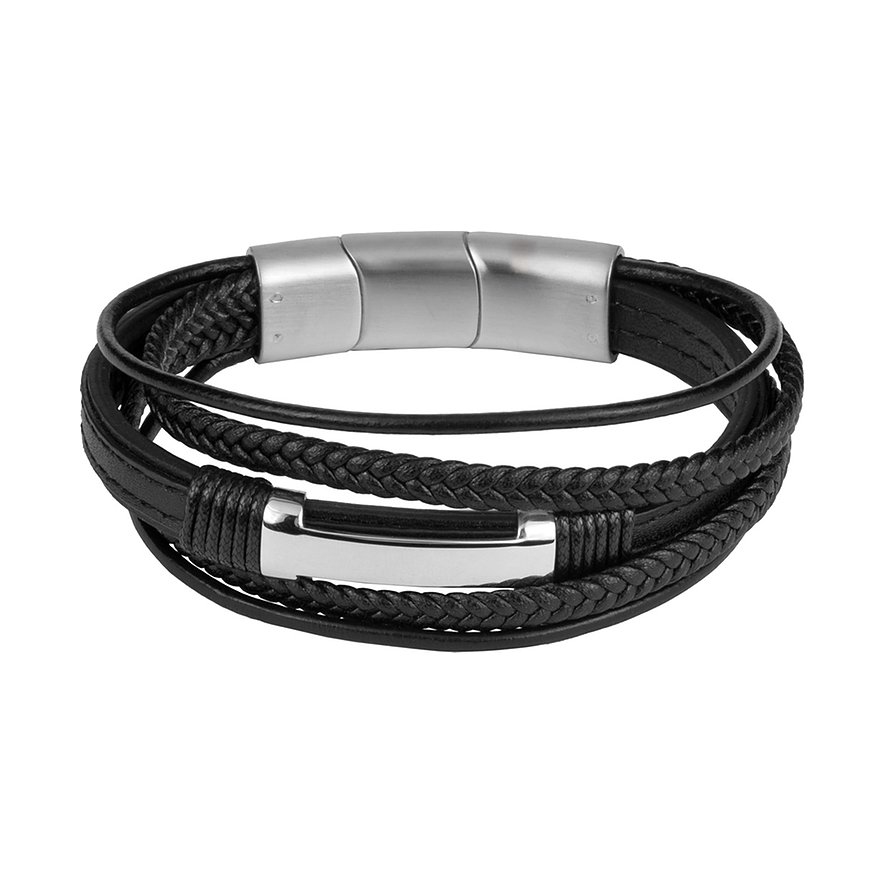 

Jacques Lemans Armband S-B111A Leer, Edelstaal
