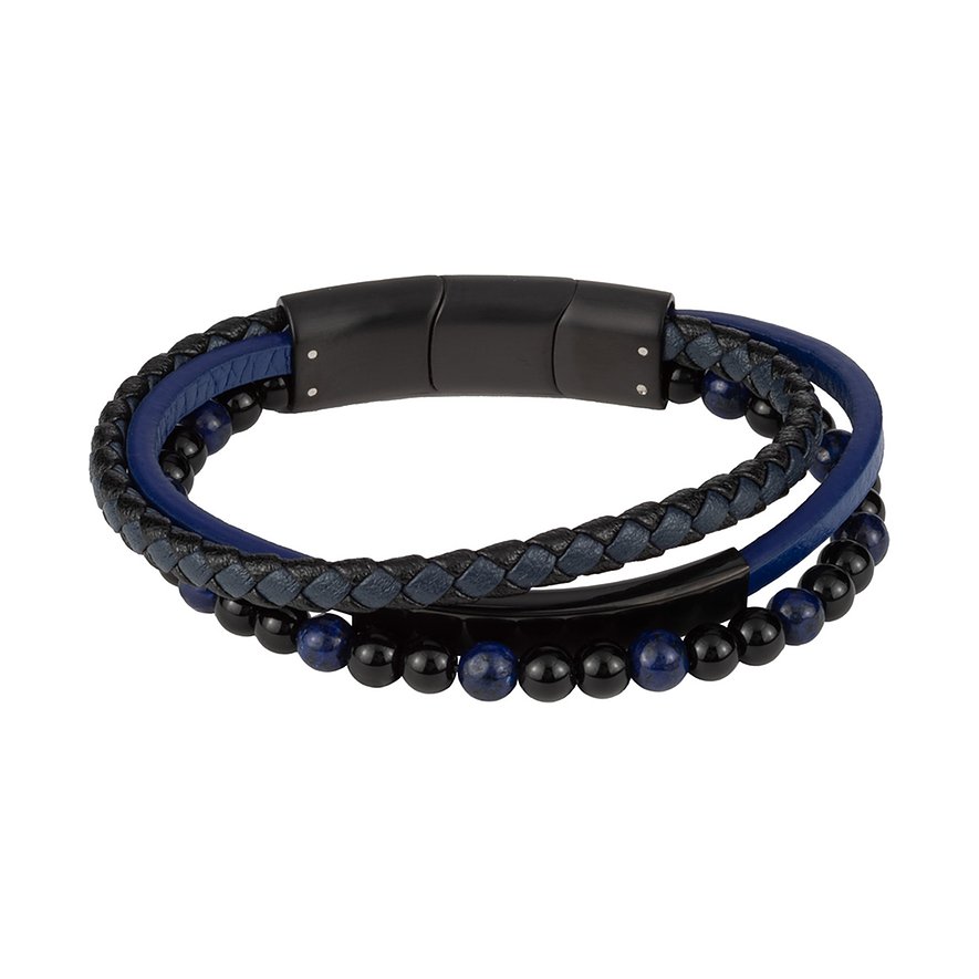 

Jacques Lemans Armband S-B112A Leer, Edelstaal