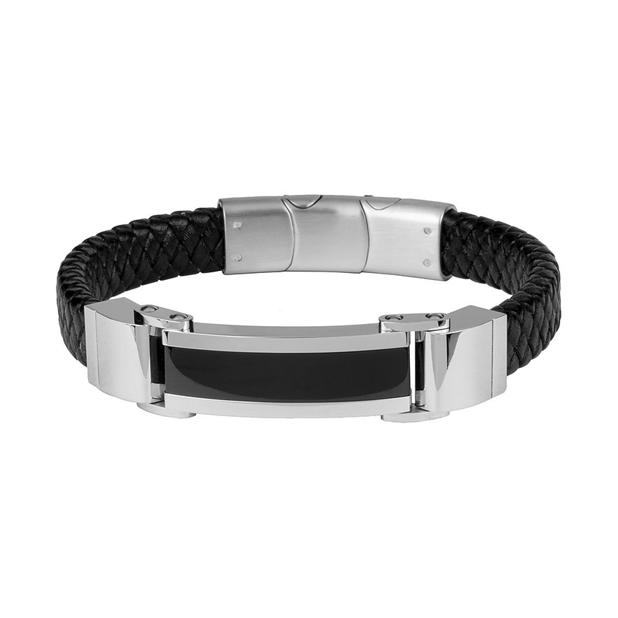 

Jacques Lemans Armband S-B114A Leer, Edelstaal, Keramiek