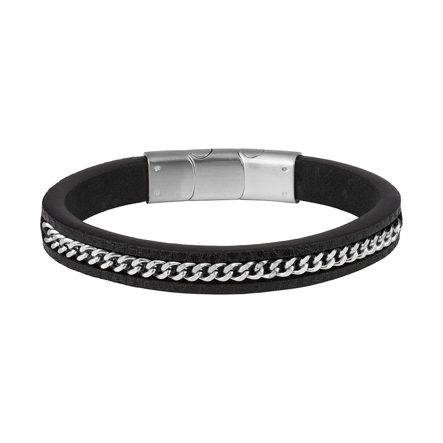 

Jacques Lemans Armband S-B118A Leer, Edelstaal