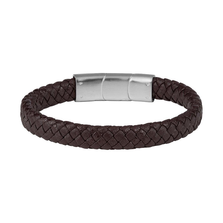 

Jacques Lemans Armband S-B121A Leer, Edelstaal