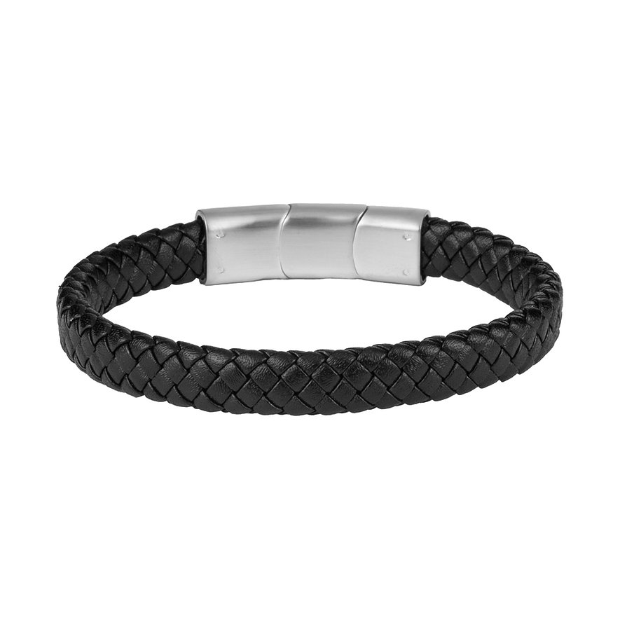 

Jacques Lemans Armband S-B123A Leer, Edelstaal