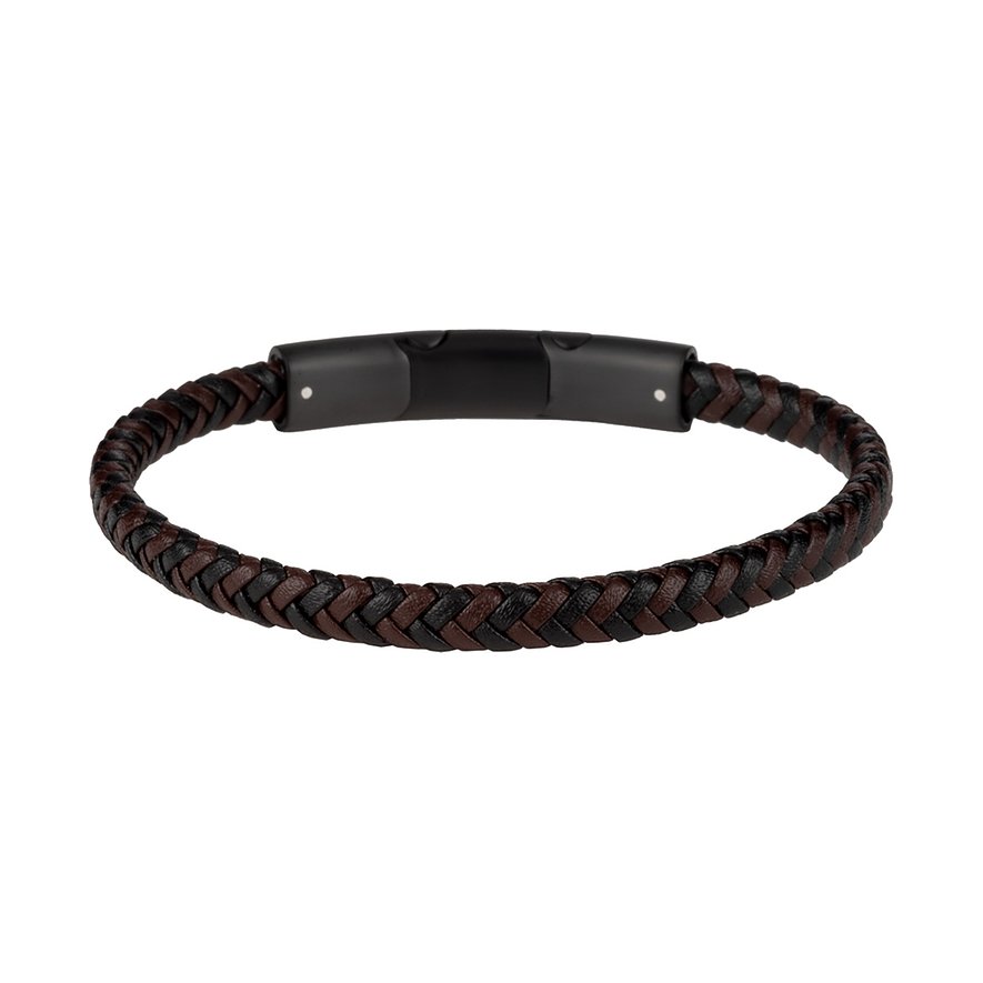 

Jacques Lemans Armband S-B124A Leer, Edelstaal