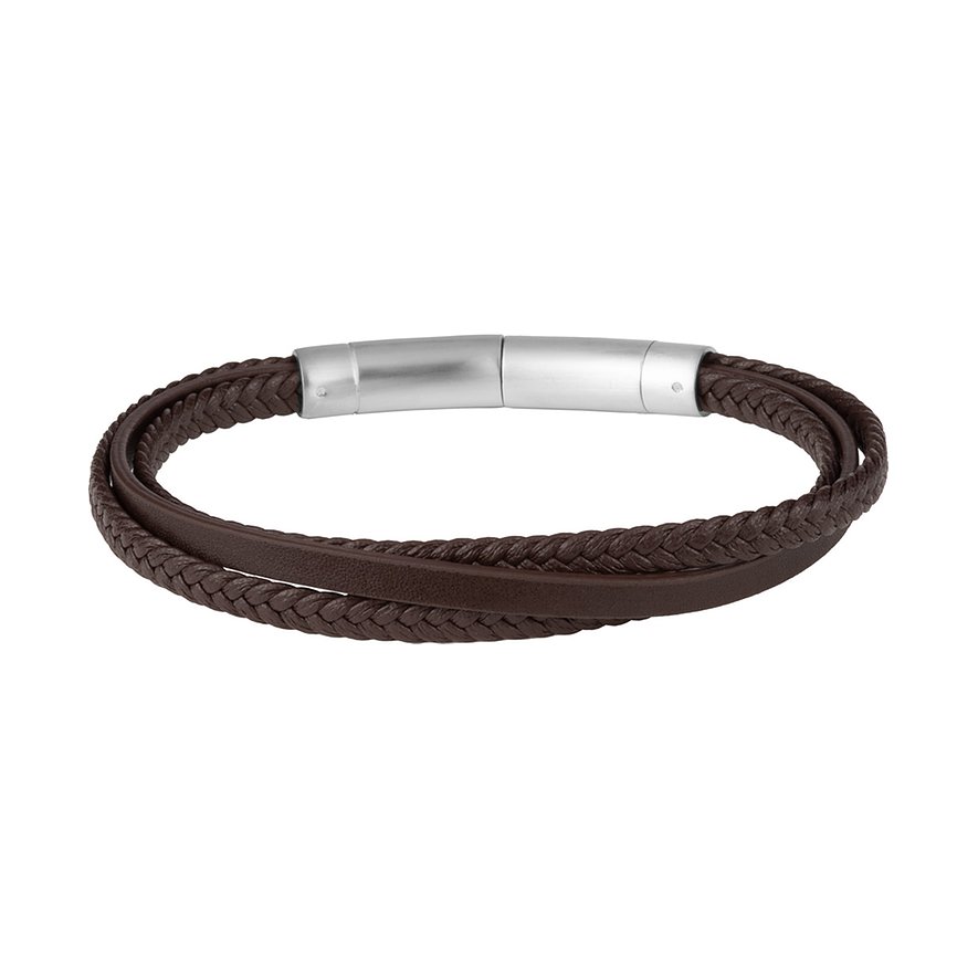 

Jacques Lemans Armband S-B125A Leer, Edelstaal
