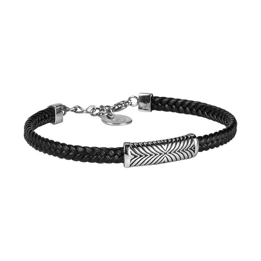 

Jacques Lemans Armband S-B137A Leer, Edelstaal