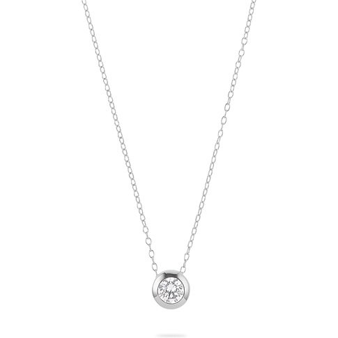 Una collana FAVS in argento 925 con una pietra rotonda colorata di zircone con incastonatura a griffe.