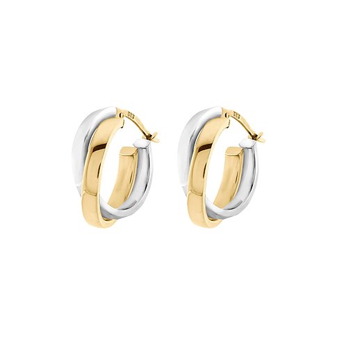 Boucles d'oreilles CHRIST en or jaune et blanc 585, bicolore.