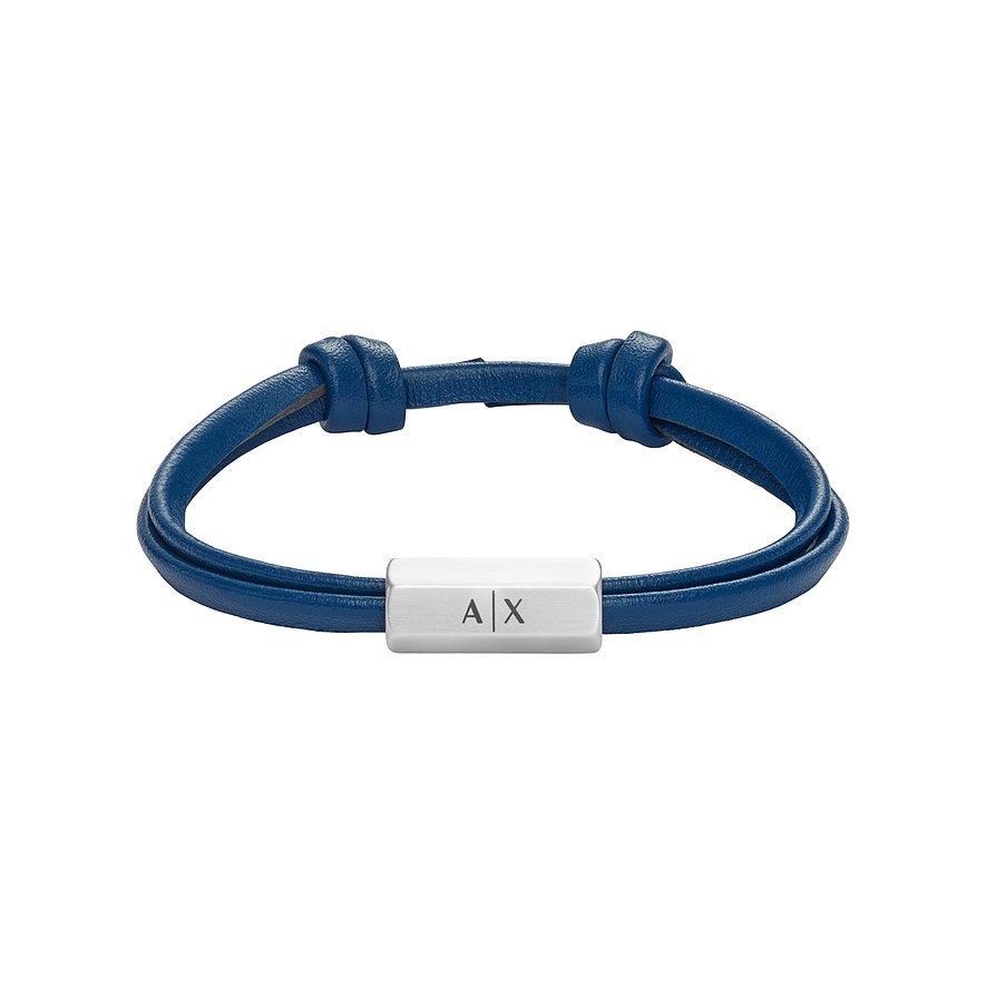 armani exchange bracelet axg0094040 cuir, acier inoxydable