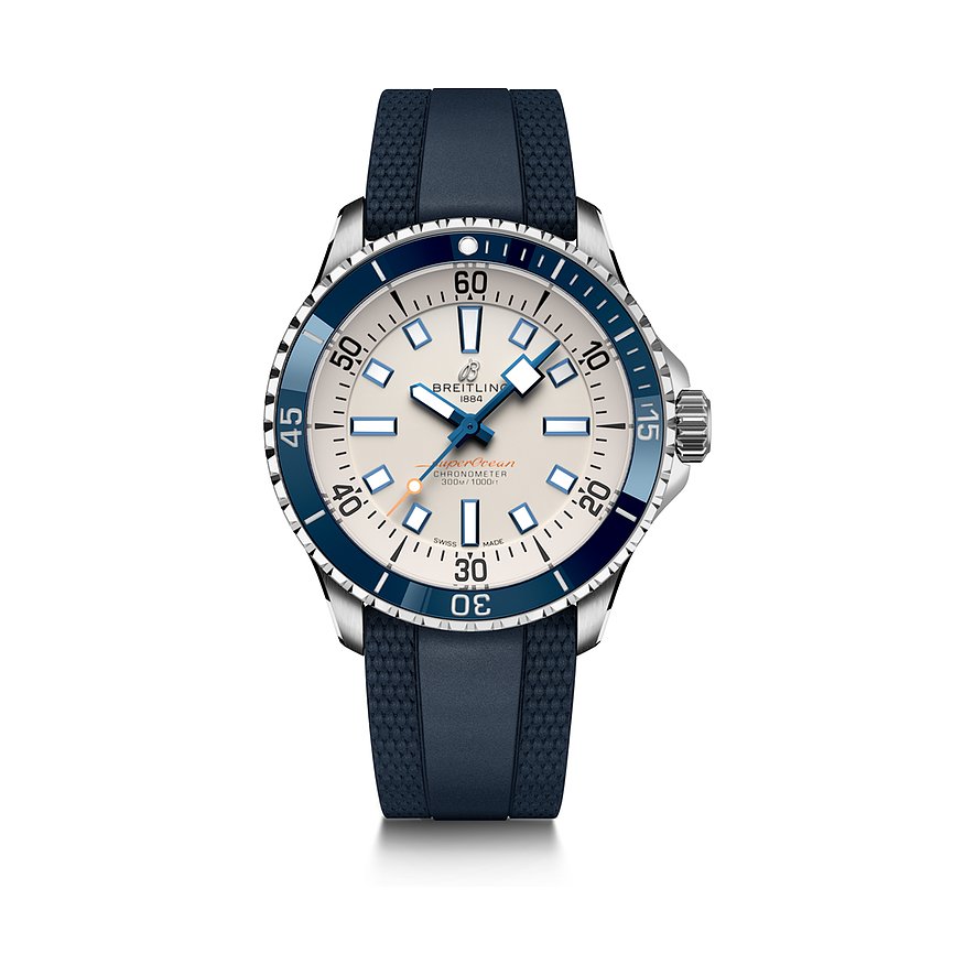 Breitling Herrenuhr Superocean Automatic 42 A17375E71G1S1, Herren, Edelstahl, Armband: Kautschuk, Automatik, analog