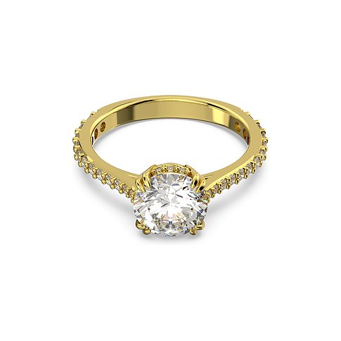 Swarovski ring van metaal met witte kristallen.