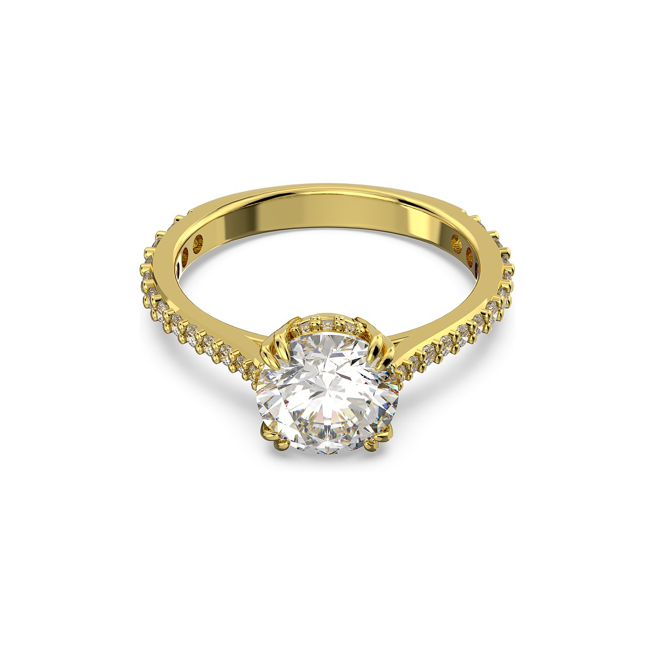 Swarovski Ring aus Metall mit weißen Kristallen, Solitär-Fassung.