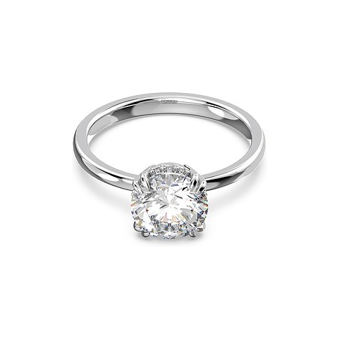 Swarovski ring van metaal met een ovaal geslepen Swarovski-kristal.