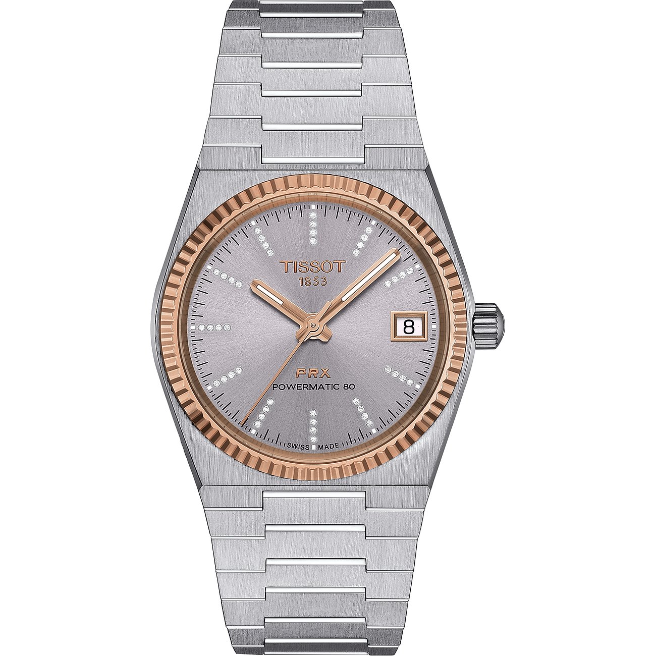 Tissot Unisexuhr PRX Powermatic 80 Stahl \u0026 18K Goldlünette T9312074133600