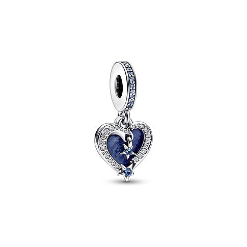 Pandora Anhängeschmuck aus 925er Silber mit blauen Zirkonia und Herz-Form.