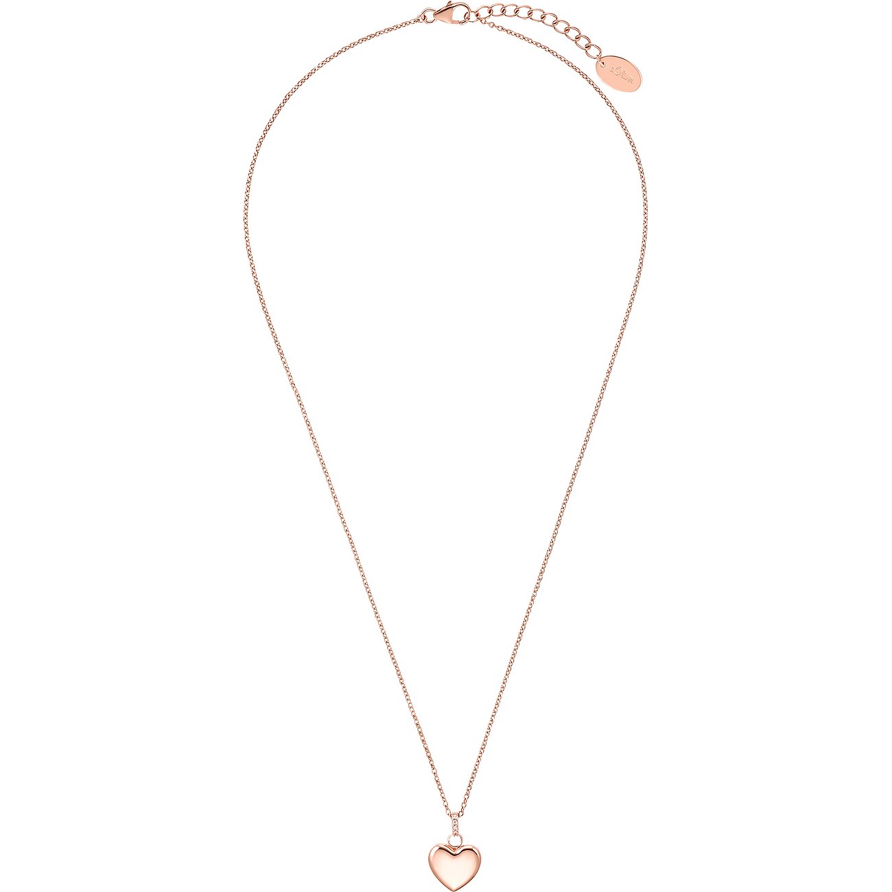 Collana s.Oliver in argento placcato oro rosa con pendente a cuore inciso e accento in zirconia.
