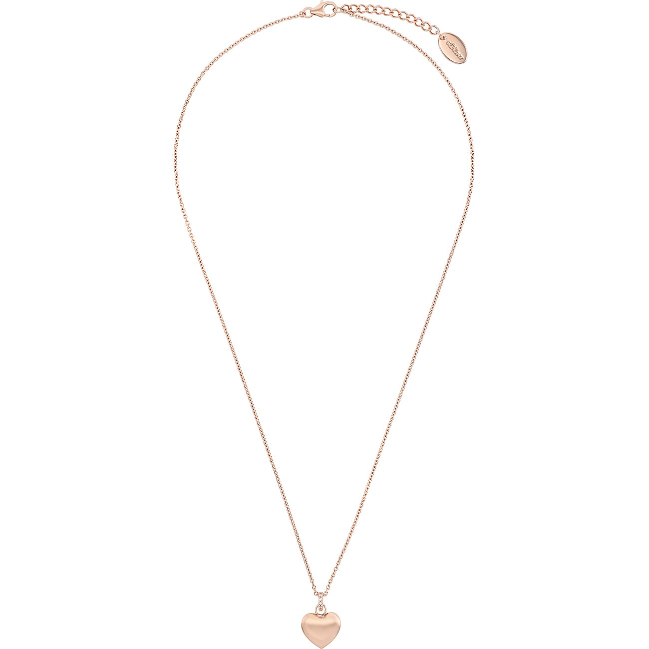 Collana s.Oliver con pendente a cuore placcato oro rosa in argento 925 con zirconi, primo piano.