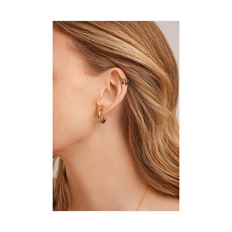 Caï Ohrschmuck aus 925er Silber mit blauen Steinen.